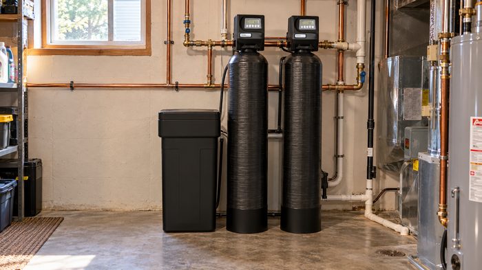 Finished whole-home water softener and carbon filter installation