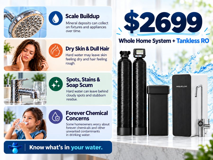 Water Cowboys whole-home water softener and reverse osmosis system, common signs of hard water damage