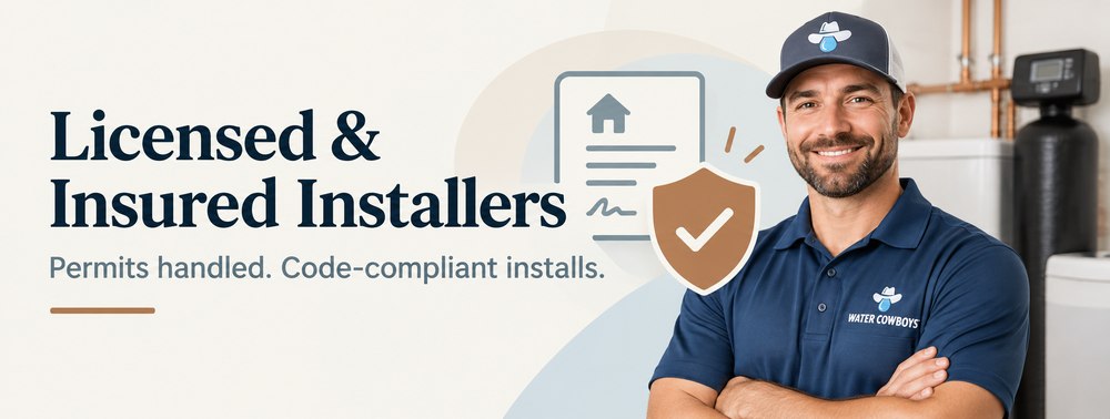 Licensed and insured Water Cowboys installer — permits handled, code-compliant installs