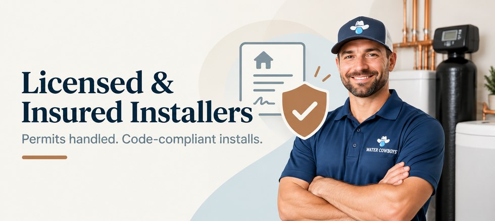 Licensed and insured Water Cowboys installer — permits handled, code-compliant installs